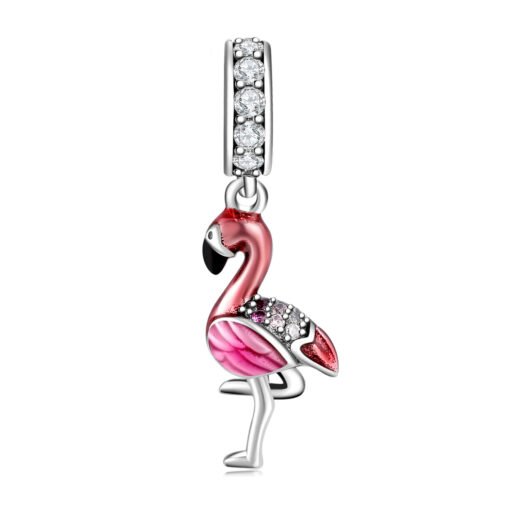 Flamingo Emaille Charm Anhänger – Stilvoller & Farbenfroher Schmuck für dein Armband