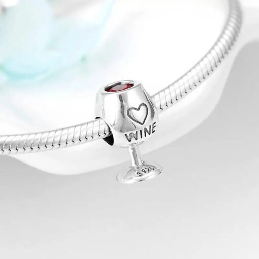 Wein Tasse Charm – Personalisierbares Charm aus Sterlingsilber