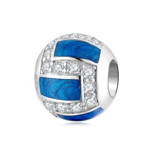 Blauer Planet Charm aus 925er Silber mit Zirkon